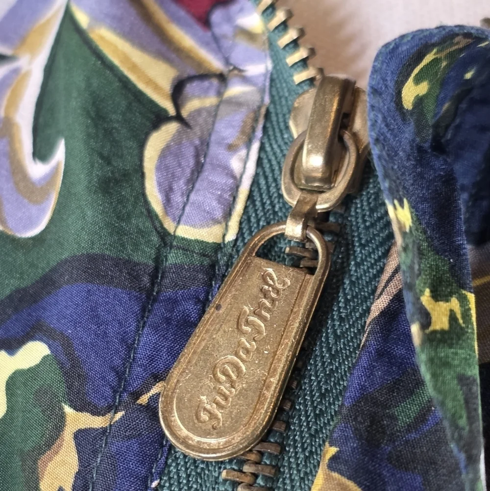Fu Da Intl Vintage Silk Chain Print Bomber Jacket 90s Equestrian Scarf - Picture 7 of 10